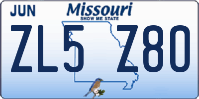 MO license plate ZL5Z8O