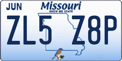 MO license plate ZL5Z8P