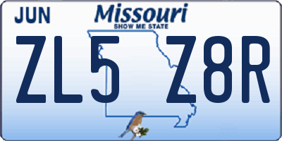MO license plate ZL5Z8R