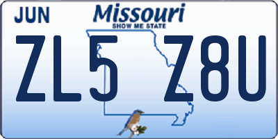 MO license plate ZL5Z8U