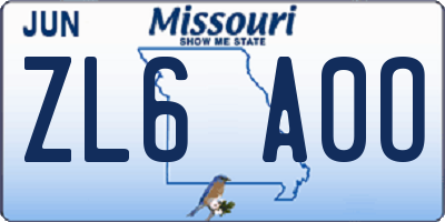 MO license plate ZL6A0O
