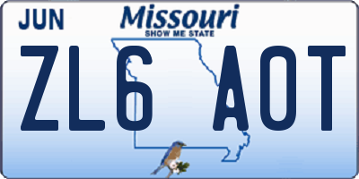 MO license plate ZL6A0T