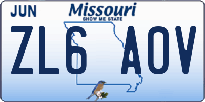 MO license plate ZL6A0V