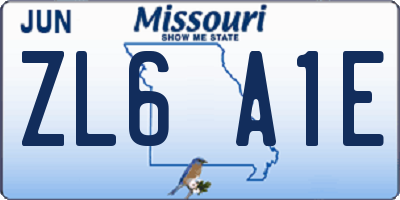 MO license plate ZL6A1E