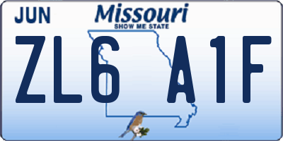 MO license plate ZL6A1F