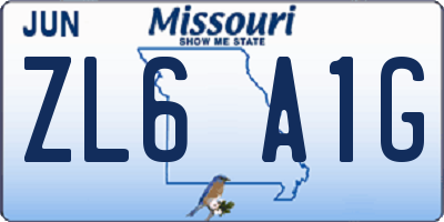 MO license plate ZL6A1G