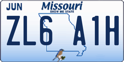 MO license plate ZL6A1H