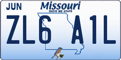 MO license plate ZL6A1L