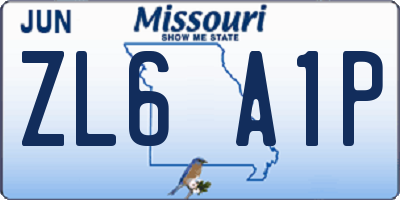 MO license plate ZL6A1P