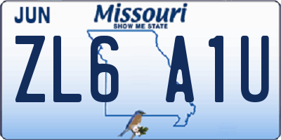MO license plate ZL6A1U