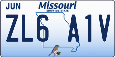 MO license plate ZL6A1V