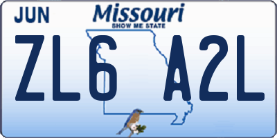 MO license plate ZL6A2L