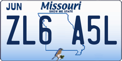 MO license plate ZL6A5L