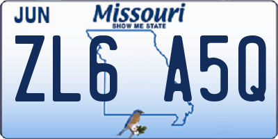 MO license plate ZL6A5Q