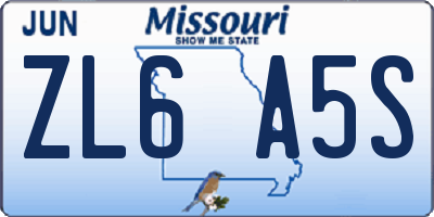 MO license plate ZL6A5S