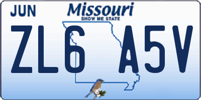 MO license plate ZL6A5V