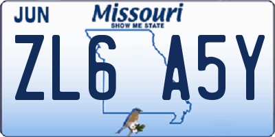 MO license plate ZL6A5Y