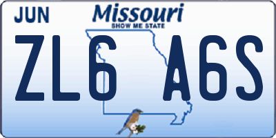 MO license plate ZL6A6S