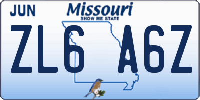 MO license plate ZL6A6Z