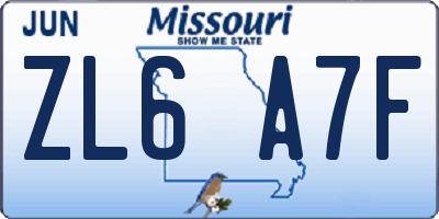 MO license plate ZL6A7F