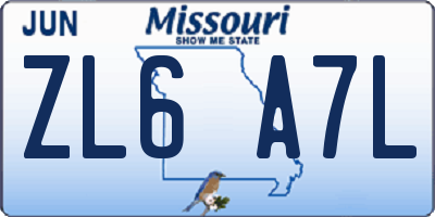 MO license plate ZL6A7L