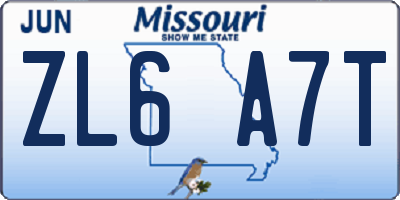 MO license plate ZL6A7T
