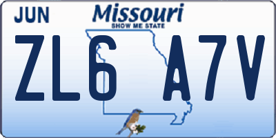 MO license plate ZL6A7V