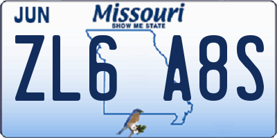 MO license plate ZL6A8S