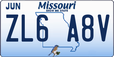 MO license plate ZL6A8V