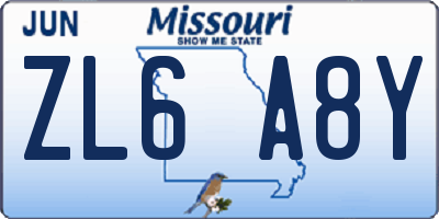 MO license plate ZL6A8Y