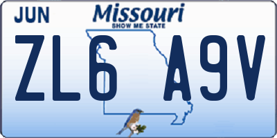 MO license plate ZL6A9V