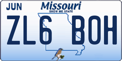 MO license plate ZL6B0H
