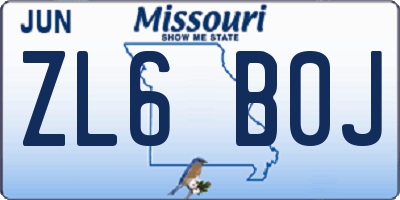 MO license plate ZL6B0J