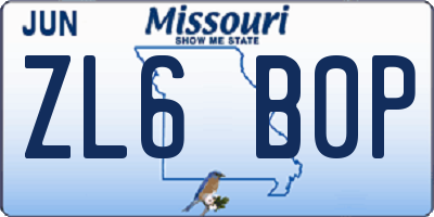 MO license plate ZL6B0P