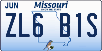 MO license plate ZL6B1S