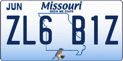 MO license plate ZL6B1Z