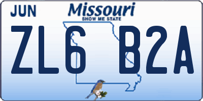 MO license plate ZL6B2A