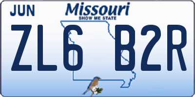 MO license plate ZL6B2R