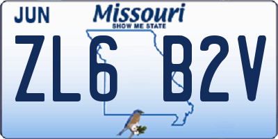 MO license plate ZL6B2V