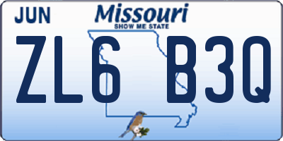 MO license plate ZL6B3Q