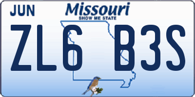 MO license plate ZL6B3S
