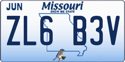 MO license plate ZL6B3V