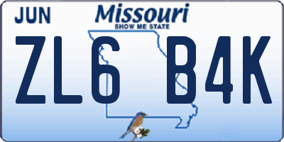 MO license plate ZL6B4K