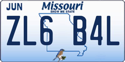 MO license plate ZL6B4L