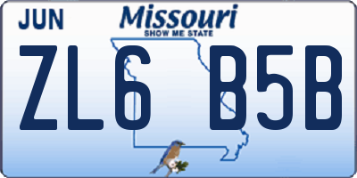 MO license plate ZL6B5B