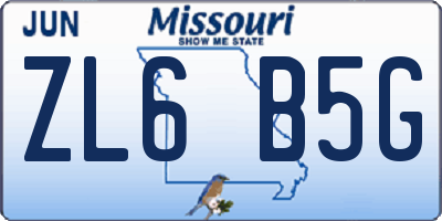 MO license plate ZL6B5G