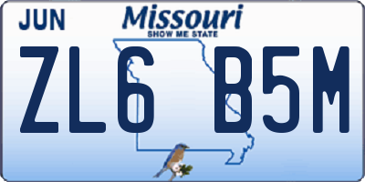 MO license plate ZL6B5M