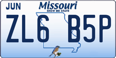 MO license plate ZL6B5P