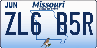 MO license plate ZL6B5R