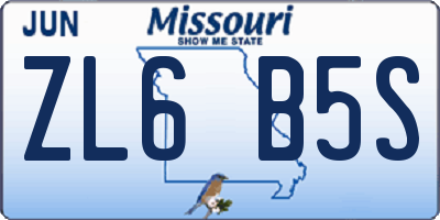 MO license plate ZL6B5S